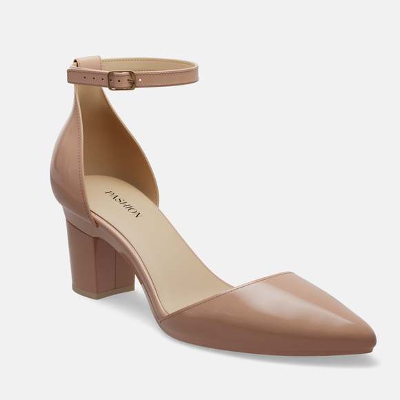 Pashion Footwear Shoes - CONVERTIBLE HEEL - Pashion 1.0 The D'Orsay Latte Patent Block 3 Inch